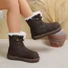 Botas de gamuza para mujer, nuevas de invierno 2026, a la moda y versátiles, con punta redonda, diseño reversible y forro de algodón con suela gruesa