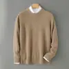 Comercio Exterior Otoño/Invierno Nuevo Suéter para Hombre 100% Lana Pura Engrosado Cuello Redondo Cálido Capa Base de Negocios Tejido Versátil