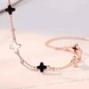 Pulsera de Trébol de Cuatro Hojas de Malaquita Niña Ágata Roja Pulsera Combinable Pulsera Sentido de Alta Gama Regalo de Cumpleaños para Novia