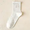 Calcetines para Mujer Estilo Japonés Lindos Dibujos Animados Patrón Fresco Hilo Calcetines de Caña Media Versión Coreana Tendencia Estilo Universitario Calcetines Largos de Malla