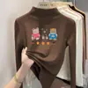Y2033# Camiseta Térmica de Fleece Masculina, Feminina e Infantil Outono e Inverno Gola Meia Alta Manga Longa Jaqueta Quente para Crianças Médias e Grandes Tendência