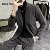 Blazer Casual de Lana para Negocios Chaqueta de Hombre Otoño Invierno Solapa Única Superior Estilo Ligeramente Maduro de Alta Gama Traje Fresco y Elegante de Moda