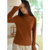 Camiseta Básica de Cuello Medio para Mujer Primavera 2025 Camiseta de Manga Larga de Color Puro con Efecto Adelgazante para Mujer Para Usar por Dentro y por Fuera