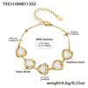Acero Inoxidable Corazón Cortado Borde de Pan Piedra de Vidrio Bola de Acero Conjunto de Collar Pulsera Aretes Chapado en Oro Real de 18K Que No Se Desvanece