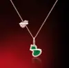 Novo colar de cabaça Kirin feminino vermelho ônix branco fritillaria banhado a ouro rosa 18k pingente de diamante corrente de clavícula segura