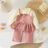 Vestido da moda da menina outono e inverno novo estilo ocidental falso de duas peças de malha em linha reta tubo terno de duas peças do bebê infantil