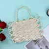 Nova Bolsa de Ombro Feminina Estilo Simples Versátil Moda Bolsa de Mão Rombos Bolsa Transversal Feminina para Passeio Pérola Vazada
