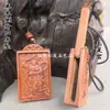 Colgante de Madera de Azufaifo Rayada Natural con Apertura Lateral, Colgante de la Orden de los Cinco Truenos de Wang Lingguan, Gran Lingguan Inspector Celestial