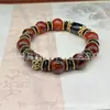 Pulsera de Ágata Natural con Cuentas Dzi Patrón de Dragón Rojo Pulsera de Cuentas Dzi Ágata Natural Flor de Hielo Ágata Cubo Rojo Venta al por Mayor