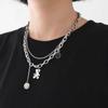 Collar de Acero de Titanio para Mujer, Diseño Estilo Ins, Cadena para Clavícula de Oso Hip-Hop, Gargantilla Minimalista con Cara Sonriente, Cadena para Suéter, Cadena Corta para el Cuello