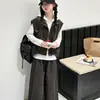 Conjunto de Moda para Niñas de Primavera y Otoño: Elegante Chaleco de Trabajo Conjunto de Tres Piezas para Niñas Mayores, Pantalones Anchos Casuales Estilo Coreano