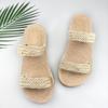 Pantuflas Tejidas de Paja para Mujer Verano Exterior Moda Tejido Cuerda de Cáñamo Chancla Cuña Mujer Antideslizante Playa Simples