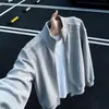Moletom cardigã com padrão de escamas de dragão retrô americano para homens, design de início de outono, jaqueta com gola alta, roupa de casal, jaqueta que valoriza a silhueta