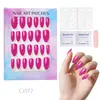 24 Peças de Unhas Postiças Usáveis para Adultos Produtos Acabados Transfronteiriços Patches de Manicure de Alta Qualidade Manicure Amêndoa Removível Atacado