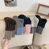 Calcetines gruesos y cálidos de lana de otoño e invierno con puntos de onda pequeña a juego de colores, calcetines de tubo medio de color contrastante para hombre, calcetines apilados para niños, estilo japonés vintage Zhuji