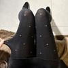 Meias Listradas Versáteis, Meias-Calças Quentes que Valorizam as Pernas, Leggings Pretas Grossas, Meias de Seda Cinza, Estilo Fino de Outono para Mulheres