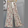 Pantalones de Pijama de Algodón Finos de Verano para Mujer con Estampado de Dibujos Animados, Pantalones de Pierna Ancha para Mujeres Embarazadas, Tallas Grandes, Adecuados para Usar Afuera, Pantalones Largos de Algodón, Exportación