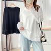 Camiseta de Manga Larga con Retazos de Encaje Estilo Otoño Nuevo para Mujer Gordita Talla Grande Camiseta Básica para Mujer 7922