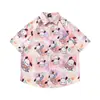 Camisetas de Manga Corta Divertidas con Dibujos Animados y Graffiti Estilo Hong Kong Veranieño para Hombres y Mujeres Estilo Dopamina Sueltas Dulces Florales Camisas Modernas