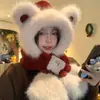Bonito Sombrero de Oso para Mujer, Nuevo Estilo de Invierno, Felpa, Cortavientos, Engrosado, Cálido, Adelgazante de Rostro, Protector de Orejas, Gorro Bufanda