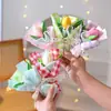 Flores de Jabón Perfumadas, Tulipanes Artificiales, Ramo Cuadriculado Terminado, Caja de Regalo Cuadrada, Flores Hechas a Mano al por Mayor, Souvenirs y Regalos Transfronterizos
