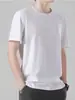 Camiseta de Manga Corta para Hombre, Nuevo Estilo de Verano, Cuello Redondo, Holgada, Versátil, Delgada, a la Moda, Tendencia, Top Negro de Media Manga