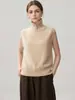 Nova coleção outono e inverno: colete suéter feminino de cashmere com gola alta e sem mangas, peça de tricô para usar por cima, suéter estiloso, perfeito para sobreposição