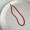 Collar de Cuentas de Cristal Rojo de Alta Gama para Mujer, Retro, Ligero, Lujoso, Elegante, Moderno, Cadena Versátil para el Cuello, Cadena para la Clavícula