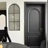 Puerta de madera negra vintage, puerta de dormitorio estilo italiano, puerta de casa, puerta de madera maciza lacada compuesta con moldura, puerta de sala de cocina de mediados de siglo