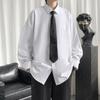 Camisa branca de manga comprida uniforme dk japonês para homens primavera estilo coreano na moda solta plus size cor sólida camisa estilo Harajuku