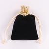 Bolsa de franela negra con cordón en la cintura para empaquetar joyas, bolsa de almacenamiento a prueba de polvo para joyas de franela, venta al por mayor