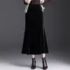 Elegante falda bodycon de sirena para mujer, otoño 2026 nueva falda midi de terciopelo de cintura alta ajustada