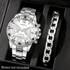 Pulseira de Relógio Masculino Popular Transfronteiriça Conjunto de 2 Peças Relógio de Pulso Masculino de Quartzo com Mostrador Grande de Alta Qualidade Conjunto para Venda por Atacado