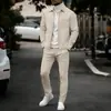 Nueva chaqueta informal de punto gofrado para hombre, color liso, con cremallera y traje informal de otoño e invierno transfronterizo