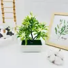 Maceta Cuadrada Transfronteriza con 14 Pequeñas Plantas de Árbol de Orquídea en Maceta para Fotografía, Accesorios de Plantas Verdes, Escritorio del Hogar, Bonsái Artificial de Flores Falsas