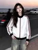 Jaqueta Listrada Estilo College Nicho Americano Feminina Marca Trendy 2026 Outono/Inverno Nova Solta Casual Versátil Top ins