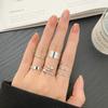 AliExpress Anillo de Nudillo Negro Caliente Personalidad Creativa para Mujer Set de Combinación Simple 7 Piezas Anillo de Manga