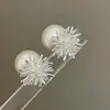 Lujo Accesible Francés Fuegos Artificiales Brillantes Perla Plateada Colgante Trasero Doble Uso Aguja de Plata 925 Pendientes de Moda de Alta Gama Elegantes para Mujer