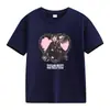 Comercio Exterior Americano Verano Pesado Color Sólido Estampado de Letras Algodón Manga Corta Camiseta Manga Media Ropa para Clase Padre-Hijo Ropa para Niños