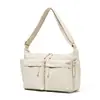 Bolsa transversal de nylon com zíper e múltiplos bolsos estilo japonês, leve, à prova d'água, de grande capacidade, com um design estiloso