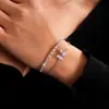 Pulsera de Cierre Rectangular con Circonita Irregular, Pulsera de Estilo de Nicho de Gama Alta, Joyería Personalizada Simple de Moda al por Mayor para Mujeres