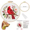 Kit de Bordado a Mano DIY Pájaro Rojo Norteamericano Juego de Costura en Tela Estilo Europeo Transfronterizo Inglés