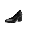 Sapatos de Salto Alto Rosa Delicado de Bico Redondo, Boca Rasa, Moda Urbana, Salto Grosso, Estilo Simples para o Dia a Dia, Couro Completo por Dentro e por Fora, Sapatos Femininos