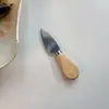 Cuchillo de Queso con Mango de Madera de Acero Inoxidable Cuchillo de Queso Cuchillo para Mantequilla Pizza Herramienta para Pastel Juego de Cuchillo y Tenedor para Queso Herramienta