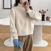 Suéter Pulôver com Zíper Meio Aberto Transfronteiriço para Mulheres Outono e Inverno 2026 Estilo Japonês Simples Cor Sólida Manga Curta Longa Malha Top