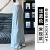 Calça de Trabalho Bordada Azul Claro de Seda de Gelo Secagem Rápida para Mulheres, Nova para o Verão, Hicking, Solta, Emagrecimento, Fina, Casual, Reta