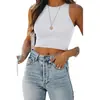 Verano 2023 transfronterizo Amazon color liso Nuevo wish europeo y americano sin mangas cuello redondo forma de I chaleco camiseta comercio exterior ropa de mujer