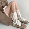 Calcetines de Punto Grises Estilo Japonés para Mujer, Cálidos y Cómodos para Otoño e Invierno, Calcetines Caídos Casuales con Abertura en la Pantorrilla para Mujer