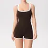 Shorts de Yoga de una Pieza para Mujer, Mono sin Espalda para Fitness, Body Ajustado para Deportes de Baile con Almohadillas en el Pecho, Ropa para Yoga Aéreo