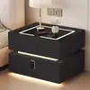 Mesa de Cabeceira Inteligente Madeira de Pinus Estilo Eco-friendly Grau E0 Luxo Leve Estilo Celebridade da Internet Novo Modelo 2025 Entrega para Ponto de Coleta